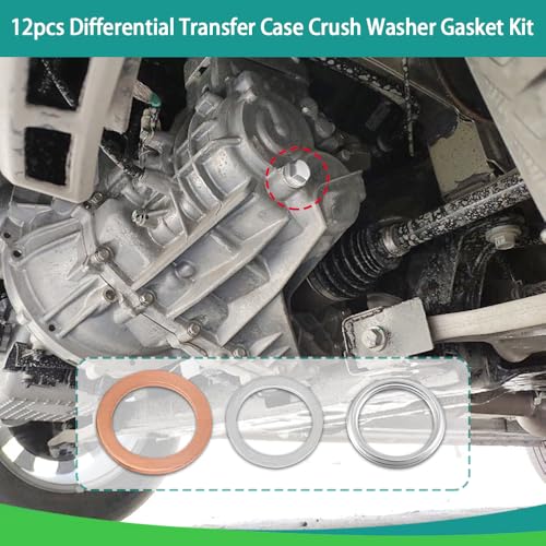 Image of 12PCS Differential Transfer Case Crush Washer Gasket Kit, Drain Plug Gasket, Oil Pan Drain Plug Washers Compatible with Toyota Lexus, Replaces OEM#9043024003, 1215710010, 90430A0003