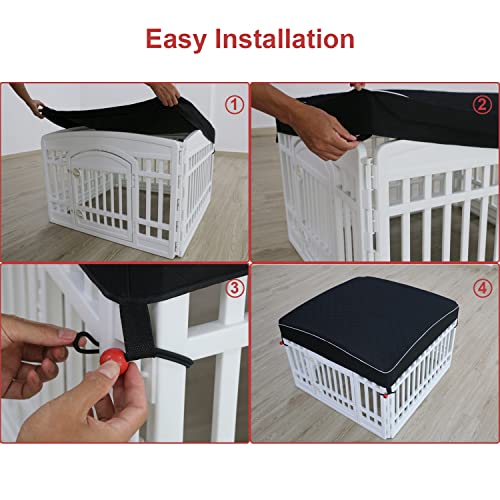 Image of Dog Pen Cover Dog Playpen Cover for Pets,Provide Shade and Security for Indoor Outdoor Dog Pen,Pet Playpen Cover Fits 35 inch Playpen 4-Panels (Playpen Not Included!!!)