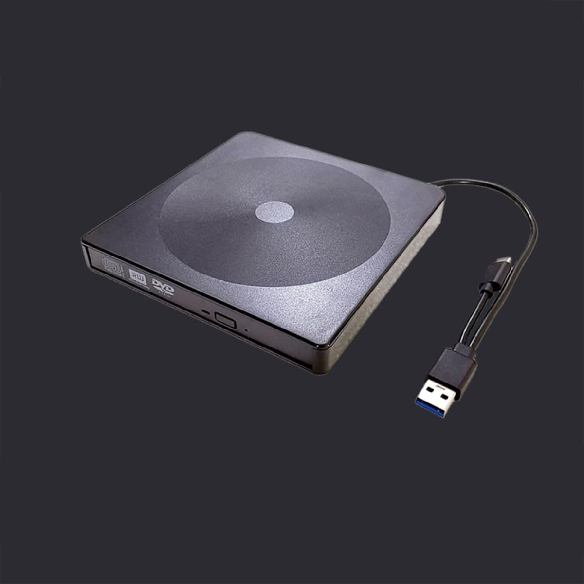 Typec Unità Ottica Esterna USB 3.0 per Laptop e Desktop, Masterizzatore Dvd/CD, Alimentato Via Cavo USB, ABS Nero