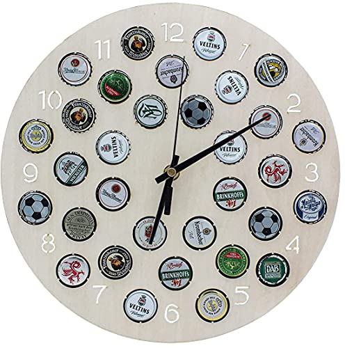 SAFE 36897 Horloge Murale Capsules – Ø 30 cm – Cadeau Homme collectionneur bière – Montre Murale avec 32 emplacements Capsules – Déco Bar &...