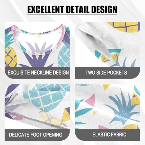 ALAZA Triangle Pineapple Cute Pajamas Short Sleeve 2 Piece Sleepwear Top and Bottom Pajama Set Unisex4