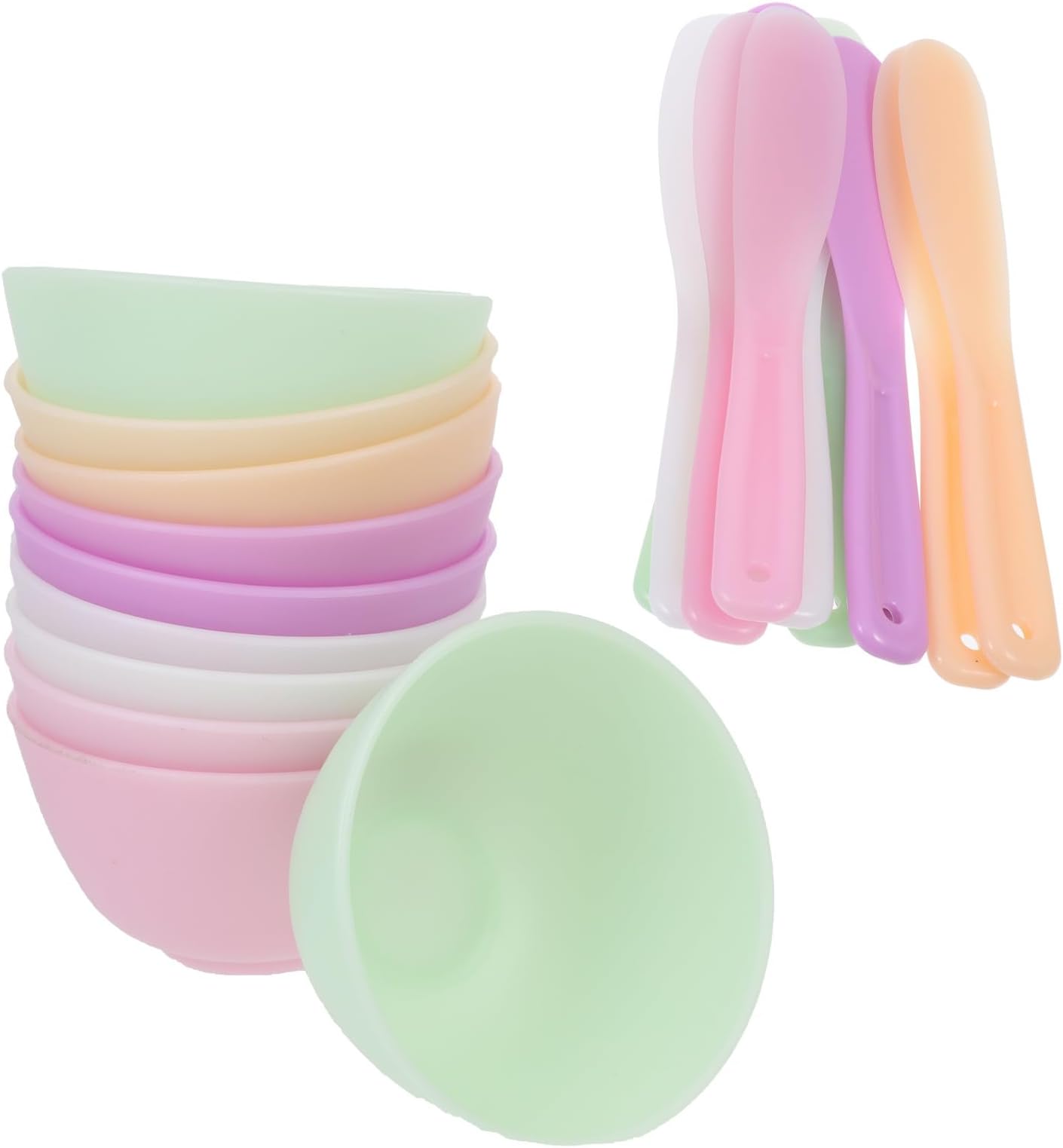 Silicone Face Mask Mixing Bowl Set with Plastic Stirring Stick, 20Pcs Anti-Drop Prep Measuring Bowls for DIY Facial Mask, Spa Skincare Tools for Home and Salon Use Random Color