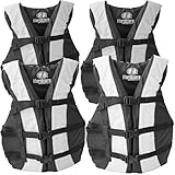Hardcore Life Jacket 4 Pack Paddle Vest for Adults; Coast Guard Approved Type III PFD Life Vest Flotation Device; Jet ski, Wakeboard, Kayak; Ideal Extra Pontoon Boat Life Jacket White