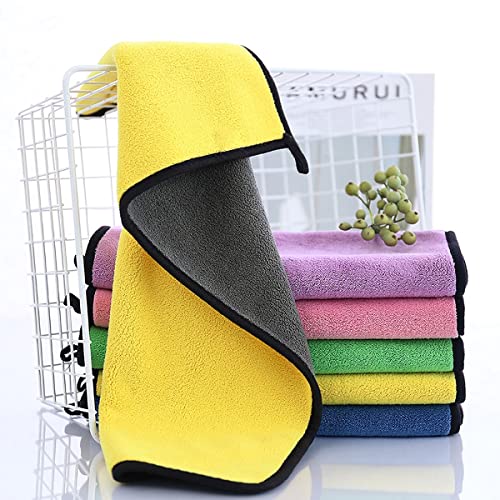 Image of wolpin Microfiber Cleaning Cloths, 3 Pcs (20 x 30 cms) Multi-Colour | Highly Absorbent, Lint and Streak Free, Multi -Purpose Wash Cloth for Kitchen, Car, Window, Stainless Steel, Silverware, 300 GSM