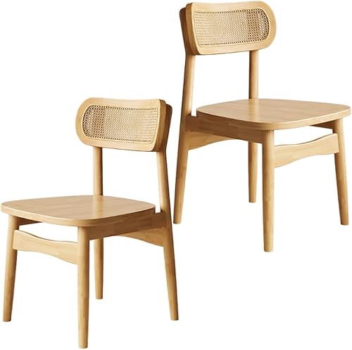 Miniatura 11 de YVYKFZD Solid Wood Dining Chairs Set, Armless Kitchen Chairs, Dining Room Chair with Rattan Backrest, Comfy Side Chair, for Living Room, Bedroom,