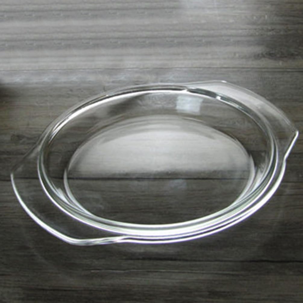 Hemoton Microwave Glass Cover 9.29X7.95 Inch Splashproof Lid with Handle Microwave Splatter Guard Food-Grade Plate Cover for Kitchen Bowls and Steamers