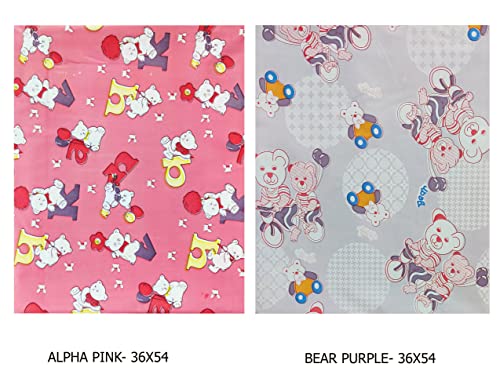 Image of EcoSoft Plastic Sheet,PVC Sheet for Kids,Rubber Sheet for Babies,Bed Wetting Protector(90 x 135 cm) (Alphabet Pink & Bear Purple)