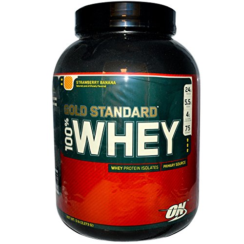 Optimum Nutrition 100% Whey Gold Standard Strawberry Banana 5 lb (2273 g), Shaker Bottle assorted co - //coolthings.us