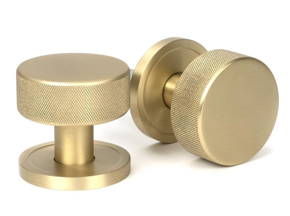 Black Country Metal WorksSatin Brass Brompton Mortice/Rim Knob Set (Plain) (50908)