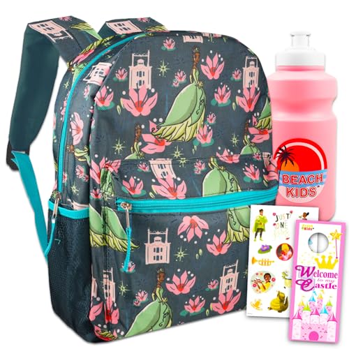 Conjunto de mochila Princesa e o Sapo para meninas – Pacote com mochila Princesa Tiana de 41 cm, gar