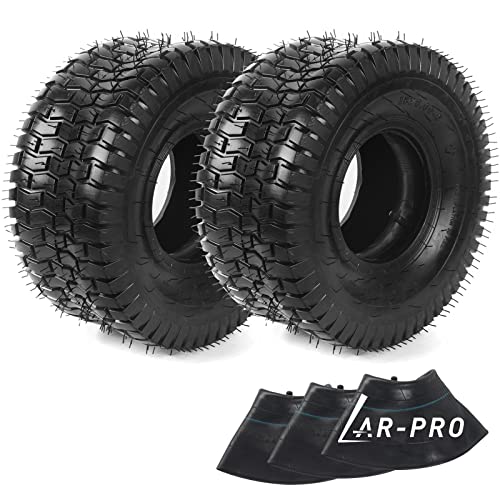 Image of AR-PRO Combo Pack 15x6.00-6 Lawn Mower Tires (2 Tires+3 Tubes) - 4 Ply Replacement Tires and Tubes Heavy Duty for Lawn Garden Yard Tractors and ATVs