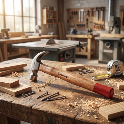 Image of Themisto TH-T33 3 /4 lbs Forged Steel Head Claw Hammer with Seasoned Wooden Handle | Strong Non-Slip Grip | Ideal for Home DIY and Professional Use