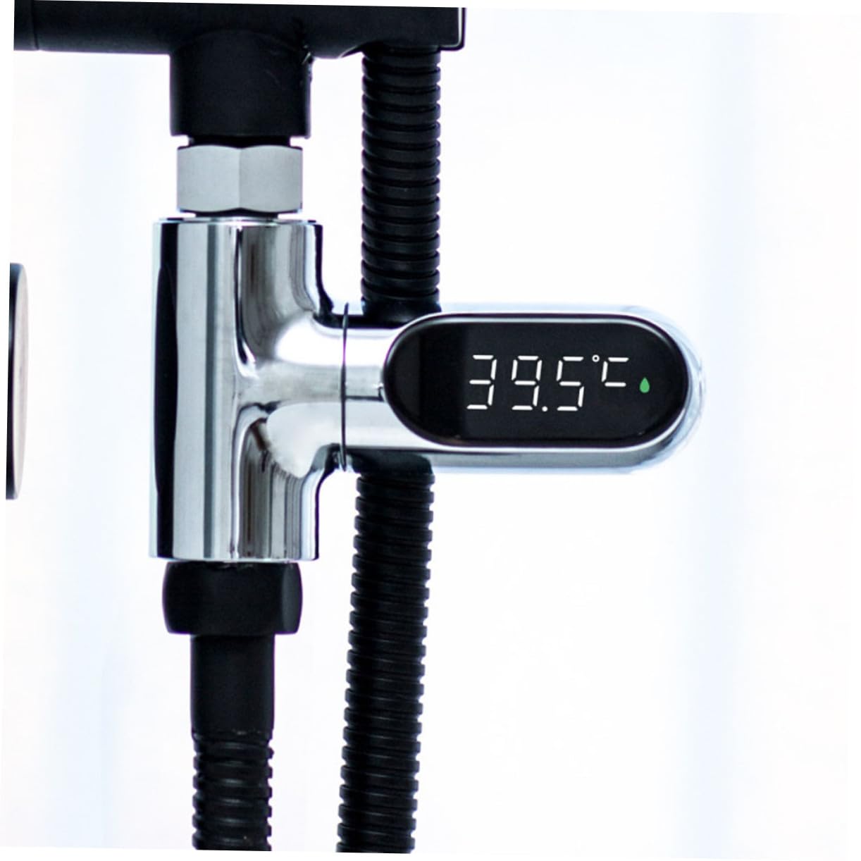 LED Display Wasserthermometer Dusche mit Drehbarem Wasserdichtem Bildschirm Präzisem Sensor Batteriefrei Einfache Installation Geeignet für Babywasser Silberfarben