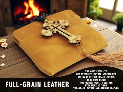 Personalized Full-Grain Leather Rosary Pouch, Religious Gift for 1st Communion and Confirmation2