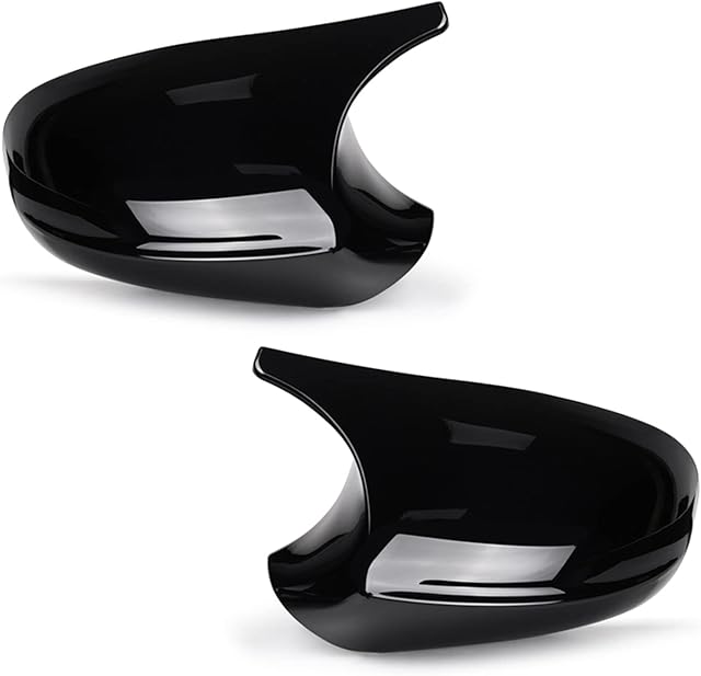 Asasytal Side Mirror Covers Cap, Car Accessories Door Side Mirror Cover Trim Compatible with BMW E90 E91 E92 E93 E81 E82 E87 E88 LCI Facelifted Model Rear View Cap, Glossy Black, 1 Pair