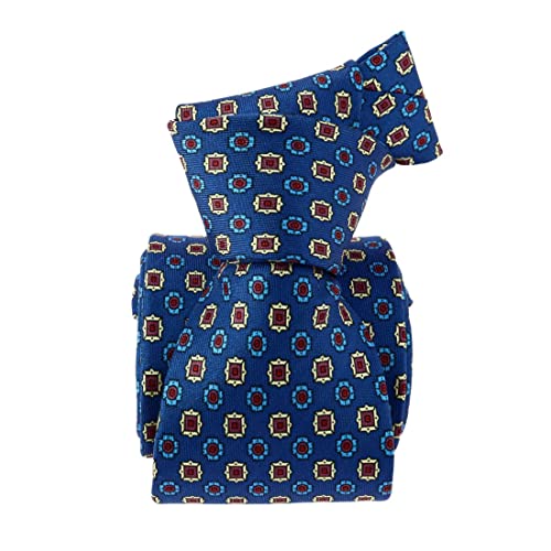 Cravate en Soie Bleue et Jaune Tony & Paul Prestige 3 Plis Paris IIX Motifs Homme