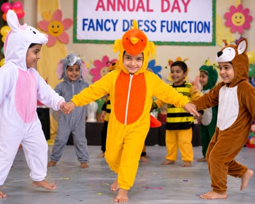Image of Raj Costume Animal Fancy Dress Costume for Boys & Girls | Hooded Full Body Wildlife Zoo Animal Jumpsuit | Soft Costume for School Function, Fancy Dress, Halloween, Birthday, Cosplay & Role Play