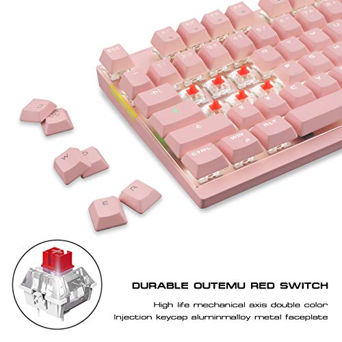 MOTOSPEED 2.4GHz Wireless/Wired Mechanical Keyboard 87Keys Led Backlit Red Switches Type-C Gaming Keyboard for Gaming and Typing,Compatible for Mac/PC/Laptop