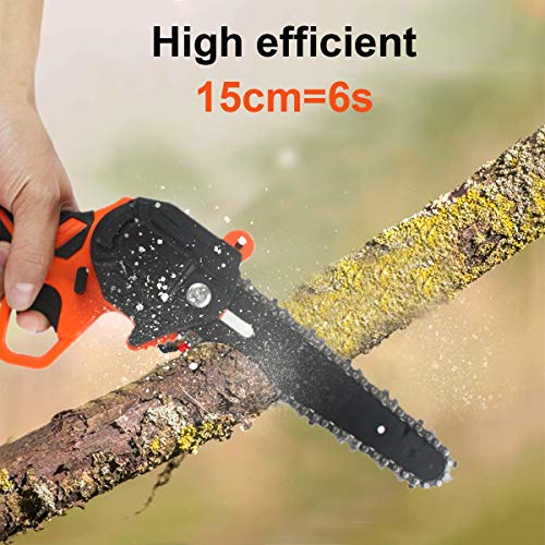 Mini Chainsaw Cordless Battery Saws, Upgraded 6-Inch 36V Power Chain Saws, Portable one-Hand Operated Electric Saw for Courtyard Tree Branch Wood Cutting (2pcs Batterie+ 2pcs Chain)
