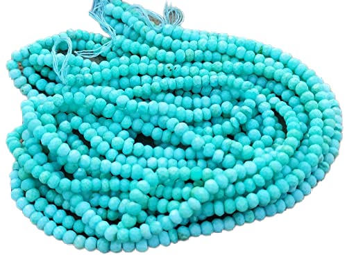 Perles amazonite bleue facettées en fil de 33 cm pour création bijoux DIY