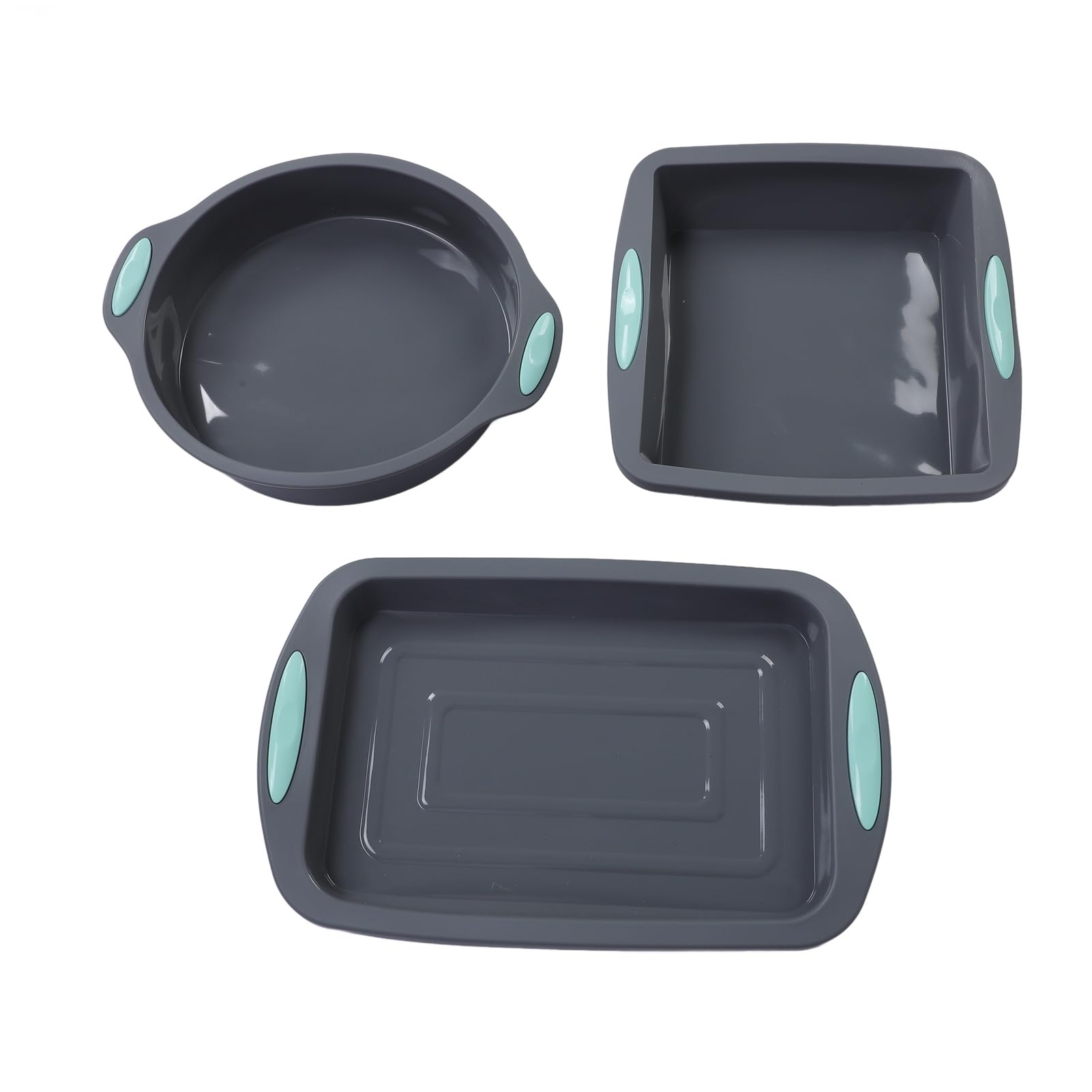 Lot de 3 Moules à Gâteau en Silicone de qualité Alimentaire, Antiadhésifs, Flexibles, pour la Cuisson du Pain, du Four, du -ondes, du Lave-vaisselle, avec Dégagement Facile,