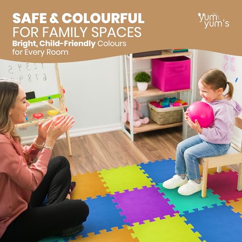 Yum Yum's 9 Pack of Multi Colour Baby Play Mat, 29x29cm EVA Foam Mats for Kids, Soft & Non Slip Interlocking Floor Mats - Image 3