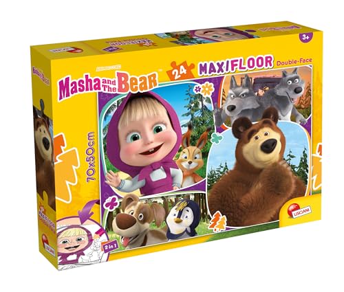 Lisciani - MASHA Y MICHKA MaxiPuzzle de suelo - Puzzle gigante de 24 piezas para niños 3+ - 70x50 cm - Actividad creativa y educativa - Regalo de cumpleaños - Desarrolla la paciencia
