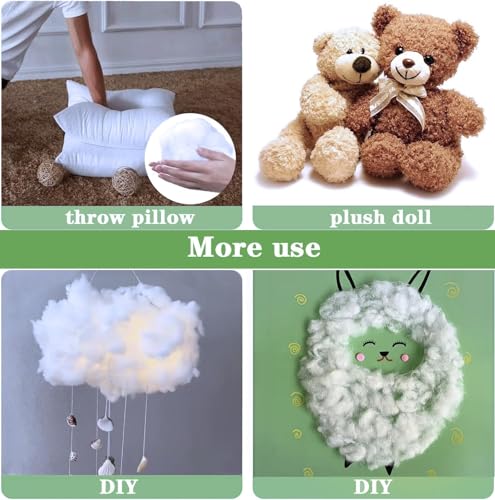 Image of Soft 4.5 Kg Fiber, Racron Polyester Synthetic Cotton Filling for Cushion, Pillow, Teddy Bear, Toy Stuffing (4.5 Kg, Pure Virgin Fiber, White) (Vacuum Packed)