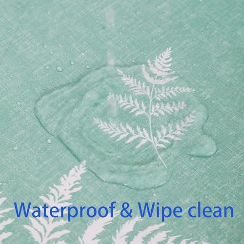 Image of Heavy Duty Vinyl Tablecloth with Flannel Backing Waterproof Oil-Proof Plastic Table Cloth Stain-Resistant Wipeable Rectangle or Square Table Cover for Indoor and Outdoor (Mint Leaf, 60X102 Inch)
