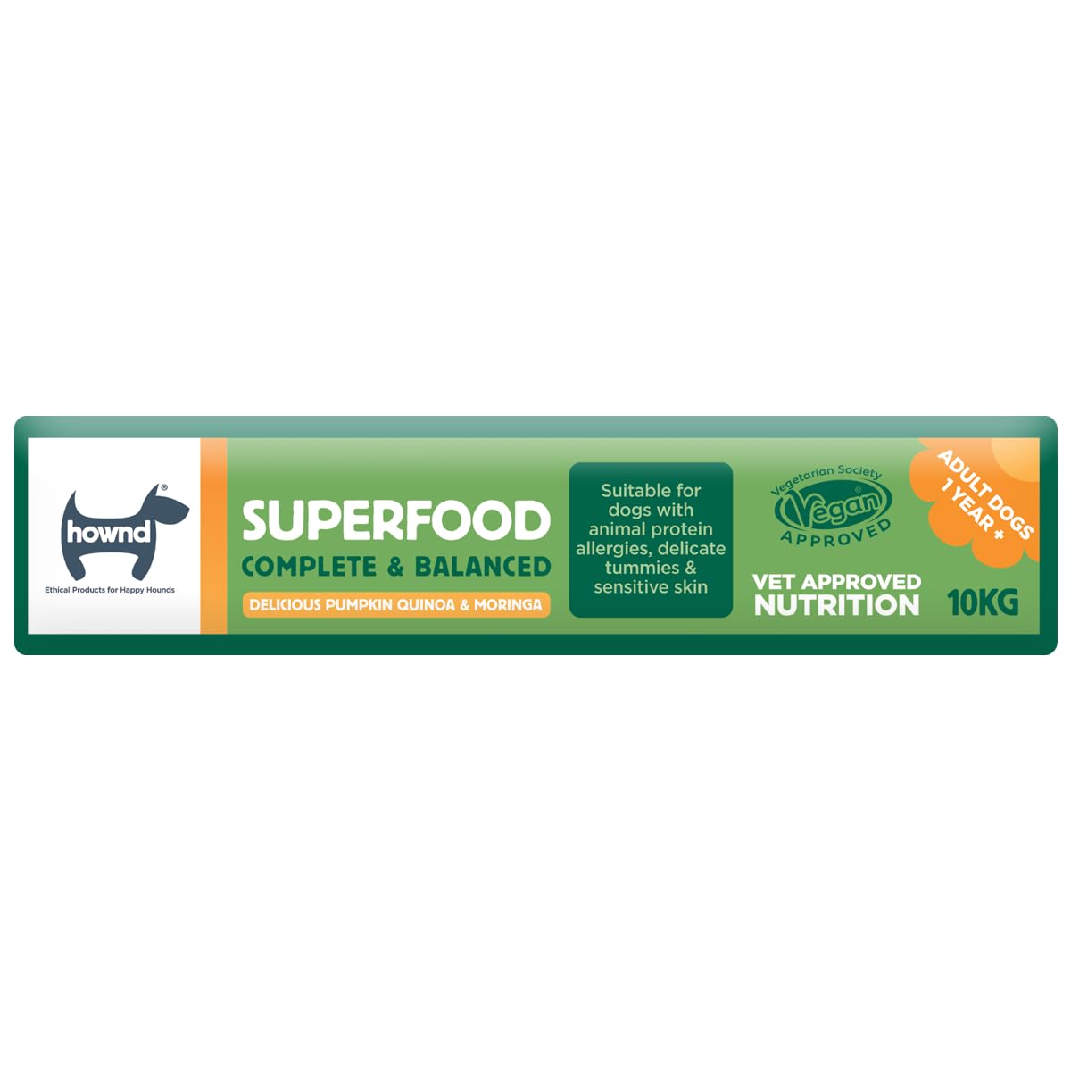 HOWND Vegan Dog Food - Plant Powered Superfood Hypoallergenic Dry Dog Food - Pumpkin & Quinoa Adult - 10KG