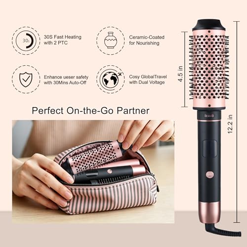 NONK 3-in-1 Interchangeable Curling Iron & Thermal Brush Set, 1.25鈥 1.5鈥 1.75鈥 Large Barre - image 9