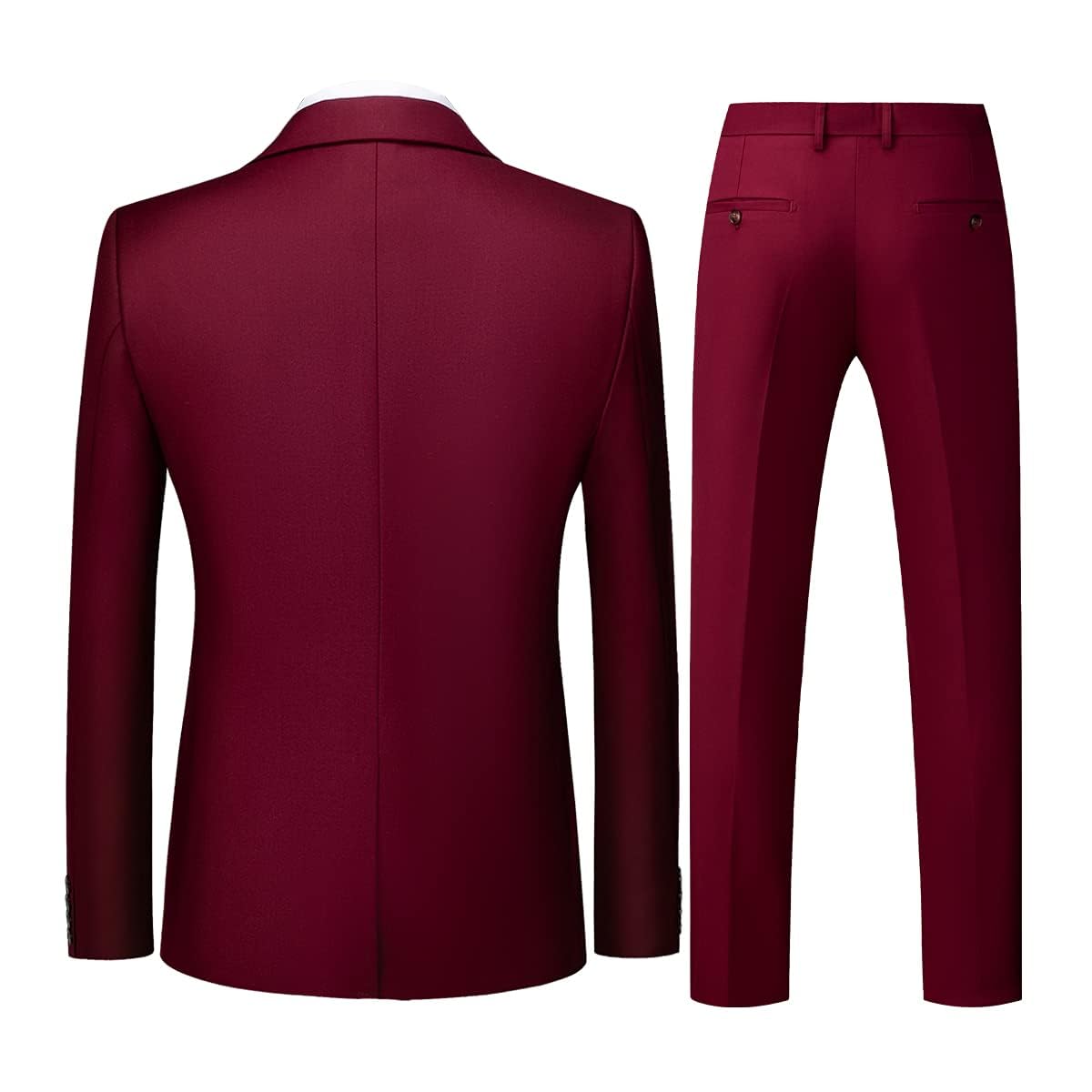 KUDORO Abito da Uomo 3 Pezzi Slim Fit Abito Puro Colore Un Bottoni Abito da Smoking Blazer Gilet Pantaloni