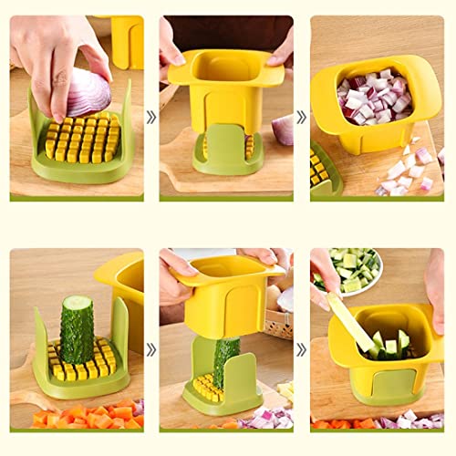 Multifunctional Vegetable Chopper Dicing & Slitting, Vegetable Chopper Dicer With Container, Manual Pressure Food Slicer, Steel Stainless Cutter, Kitchen Tool For Cucumber Carrot Potato Onion Slicing #TOP4