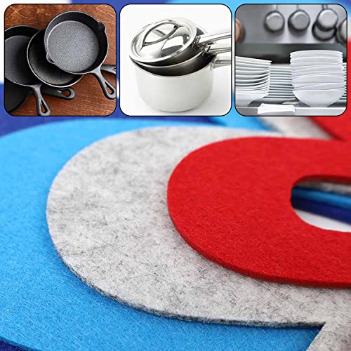 Pfannenschoner Filz,KINHARD 12 Stück Blumenform Stapelschutz35CM Königsblau 25CM Himmelblau 20CM Silbergrau 15CM Rot für… - Image 4