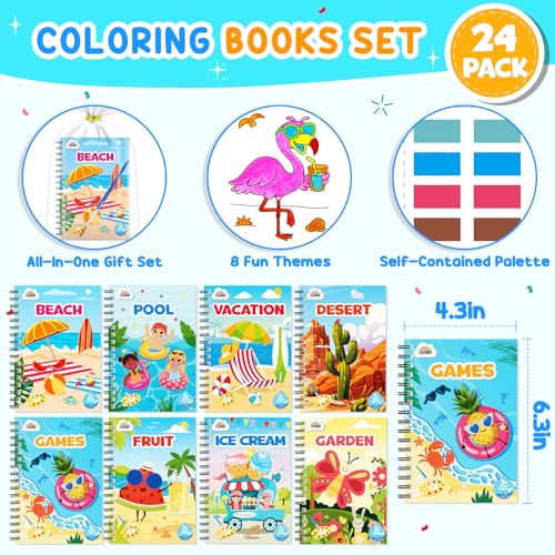Image of ZMLM 24 Pack Summer Coloring Books - Birthday Party Favors for Kids 4-8