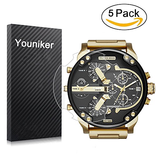 Youniker Lot de 5 films protecteurs d'écran transparents pour montre DZ7333 Mr Daddy pour homme de Diesel, anti-rayure, anti-traces de doigts