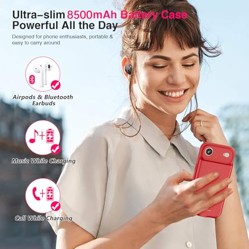 Funda de batería para IP15S portátil recargable roja de 8500 mAh 7