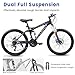 ESRIDOM 27 Inch Mountain Bike, Full Suspension MTB with Dual Disc Brakes and Carbon Steel Frame, 21 Speeds Mountain Bicycle for Boys Teenagers Adult Men Outdoor Cycling School Work