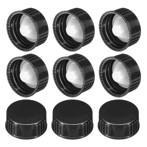 PATIKIL 24mm Phenolic Resin Cover, 144pcs Poly Seal Screw Cap Growler Cap Phenolic Cover Thread for 24-400 Glass Beer Brewing Bottles Gallon Growler Gallon Jug, Black
