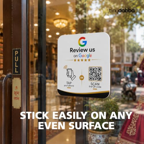 tinydabba Review NFC Plate with QR Code, Acrylic Review Stand for Shops, Restaurants & Salons, Contactless Feedback Collection, No Monthly Fees, 4x4 Inches, 2mm Acrylic - 3