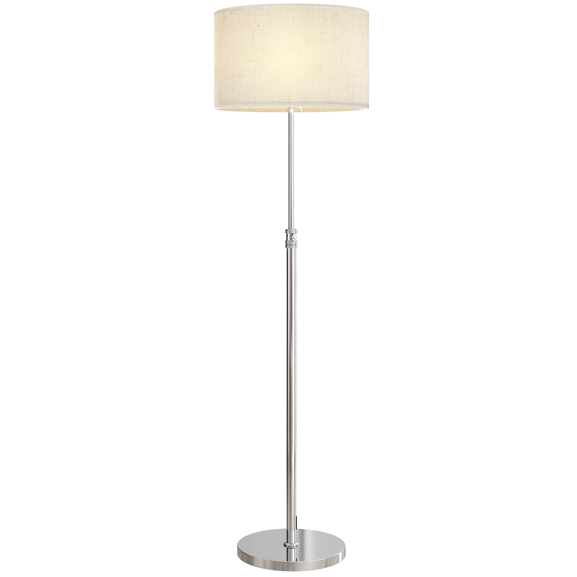 HOMCOM Stehlampe Dimmbar mit Leinenschirm E27 Höhenverstellbar Beige | Szenenmodis, Stehleuchte mit Timer, 3 Farbtemperaturen, Fußschalter, 2,4G Fernbedienung, Standleuchte für Schlafzimmer