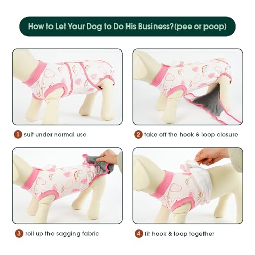 Image of Kuoser Dog Surgery Recovery Suit, Soft Breathable Dog Recovery Suit for Female Spay Male Nueuter, Anti Licking Puppy Onesie Pet Surgical Suit for Dogs Abdominal Wounds Skin Disease, Rainbow 2XL
