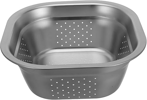Miniatura 10 de VOSAREA Lavabo cuadrado de acero inoxidable, colador de metal, colador cuadrado de gran capacidad, para frutas, cocina, lavado de verduras,