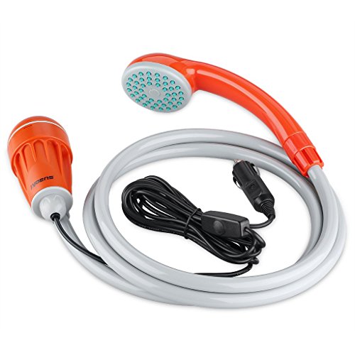 SUAOKI Outdoor Powered Handheld Portable Camping Shower - Plug into 12v Cigarette Adapter and Turns Water from Bucket into Steady Gentle Stream - with Water Pump and Build-in Water Filtration System