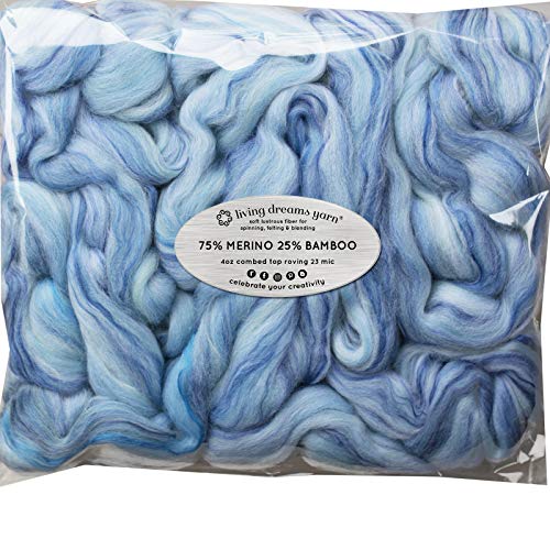Merino Bamboo Fiber Blend. Super Soft Combed Top Roving for Hand Spinning, Needle
