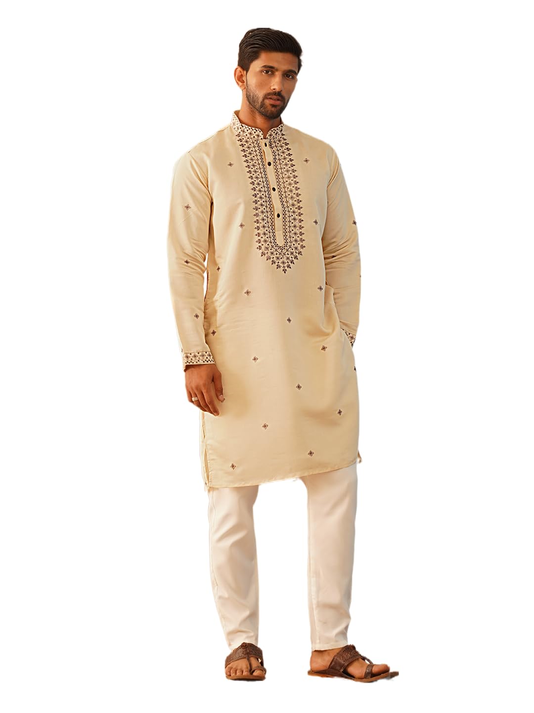 jompers Men's Sequins Embroidered Kurta With Pyjama.-picture-24