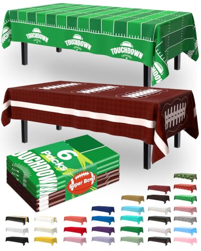 Image of Pureegg Football Party Decorations Tablecloths 6 Pack, 54 x 108 Inch
