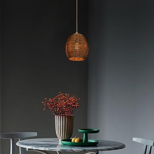 Miniatura 3 de Pantallas de ratán, cubiertas de luz de ventilador de techo, pantalla de lámpara colgante de mimbre tejido, pantalla de luz colgante de ratán para