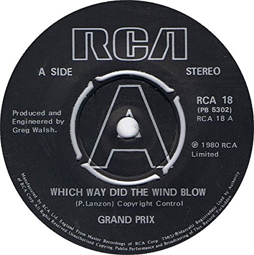 Grand Prix Which Way Did The Wind Blow 7" RCA RCA18 EX 1980 there is 2mm drill hole in label rim