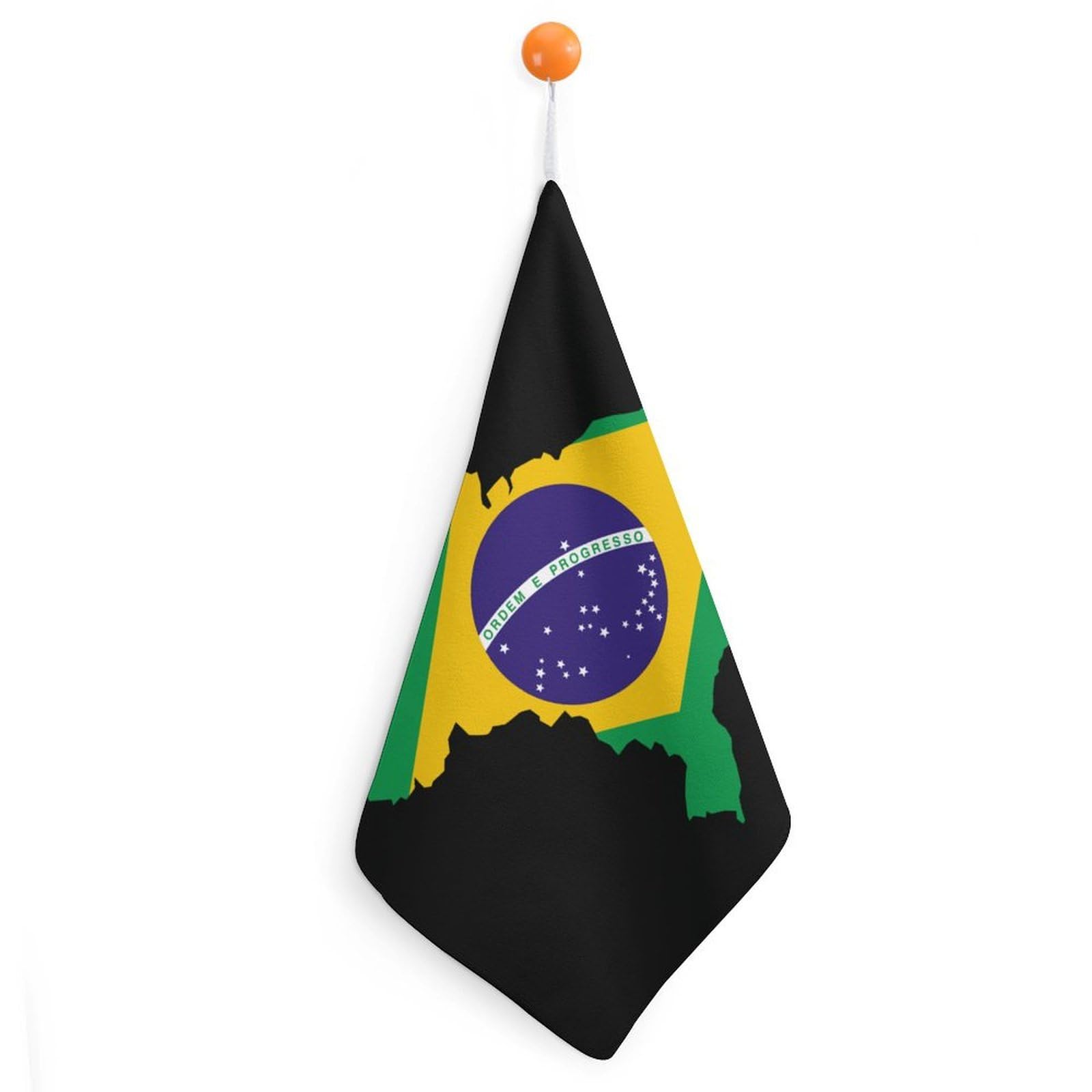 CGSBNGHA Brazil Flag Map Hand Towel Hanging Face Towels Cleaning Cloths Handkerchief for Bathroom Kitchen